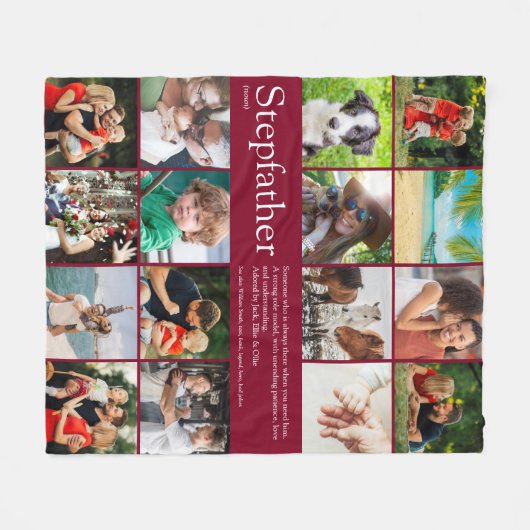 Moderne Coole Stepfather Stepdad 16 FotoCollage Fleecedecke (Vorderseite (Horizontal))