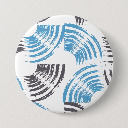 Moderne, coole, trendige, blaue abstrakte Pinselst Button (Vorderseite)