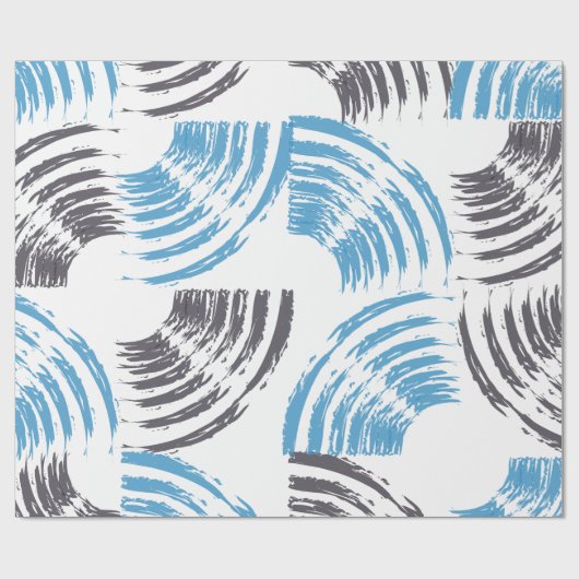 Moderne, coole, trendige, blaue abstrakte Pinselst Geschenkpapier (Flach)