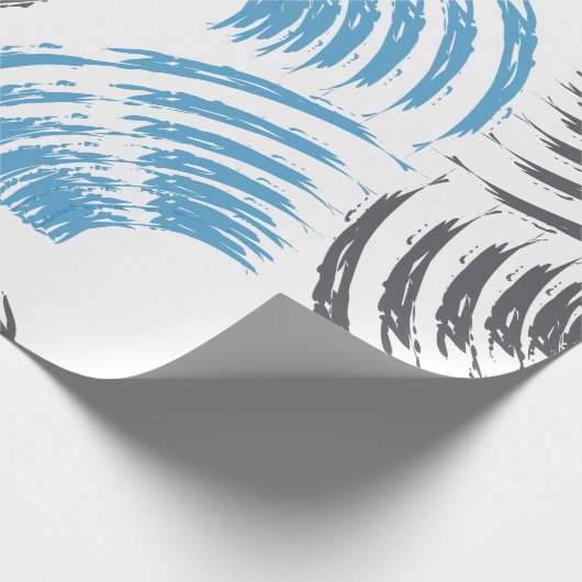 Moderne, coole, trendige, blaue abstrakte Pinselst Geschenkpapier (Ecke)