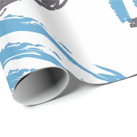 Moderne, coole, trendige, blaue abstrakte Pinselst Geschenkpapier (Rolleneckpunkt)