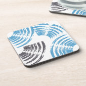 Moderne, coole, trendige, blaue abstrakte Pinselst Getränkeuntersetzer (Linke Seite)