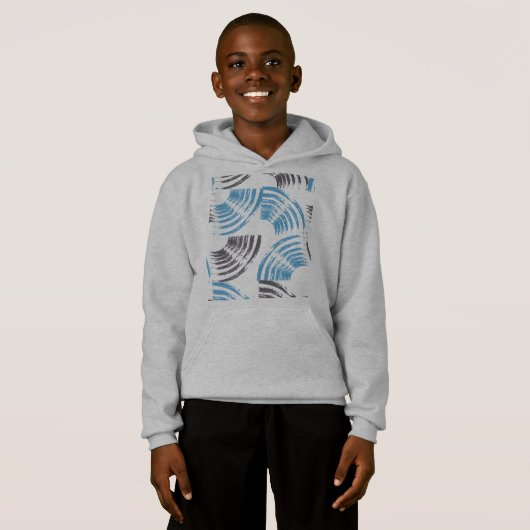 Moderne, coole, trendige, blaue abstrakte Pinselst Hoodie (Vorne ganz)