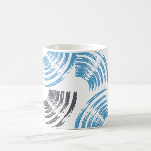 Moderne, coole, trendige, blaue abstrakte Pinselst Kaffeetasse (Mittel)