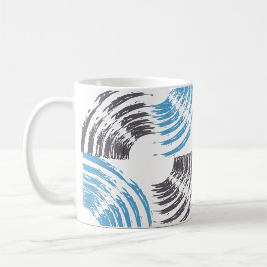 Moderne, coole, trendige, blaue abstrakte Pinselst Kaffeetasse (Links)