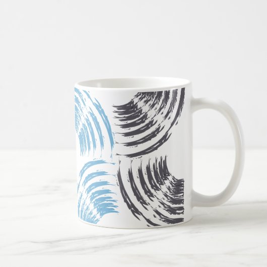 Moderne, coole, trendige, blaue abstrakte Pinselst Kaffeetasse (Rechts)