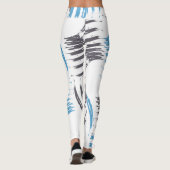 Moderne, coole, trendige, blaue abstrakte Pinselst Leggings (Rückseite)
