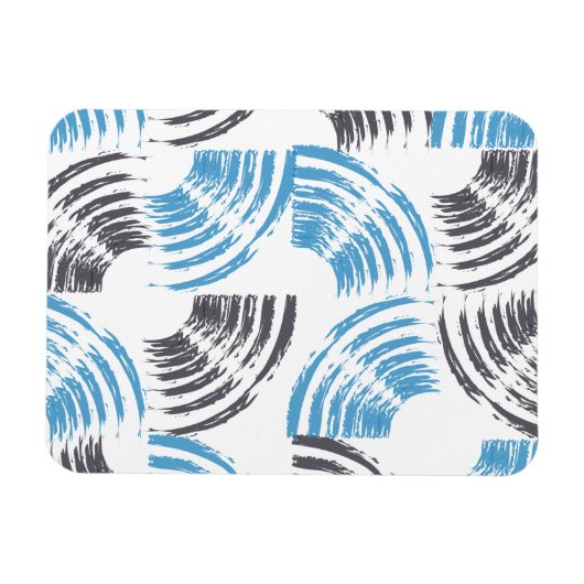 Moderne, coole, trendige, blaue abstrakte Pinselst Magnet (Horizontal)