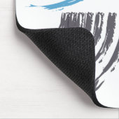 Moderne, coole, trendige, blaue abstrakte Pinselst Mousepad (Ecke)