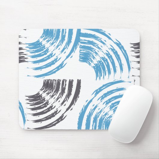 Moderne, coole, trendige, blaue abstrakte Pinselst Mousepad (Mit Mouse)