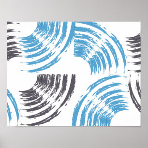 Moderne, coole, trendige, blaue abstrakte Pinselst Poster