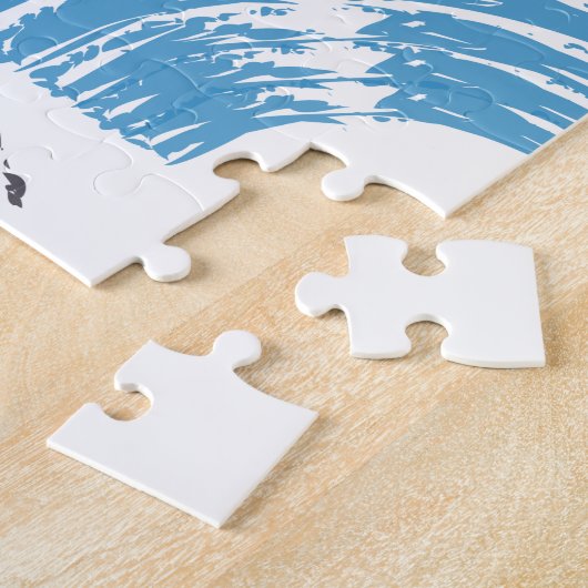 Moderne, coole, trendige, blaue abstrakte Pinselst Puzzle (Seite)