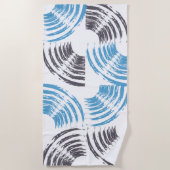 Moderne, coole, trendige, blaue abstrakte Pinselst Strandtuch (Vorderseite)