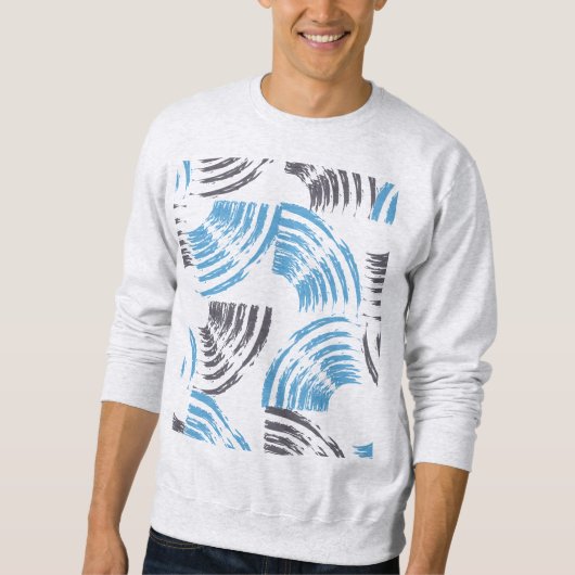 Moderne, coole, trendige, blaue abstrakte Pinselst Sweatshirt (Vorderseite)
