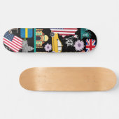 Moderne coole Trendmuster Schwarz und Farbflags Skateboard (Horizontal)