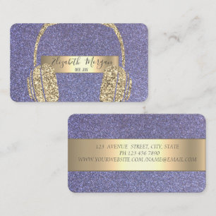 Moderne Coole Violette Glitter Kopfhörer DJ Visitenkarte