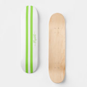 Moderne, Coole, weiße Streifen Mit Monogramm Skateboard (Vorderseite)