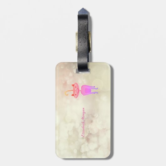 Moderne Coole Whimsical Cat, Bokeh - Personalisier Gepäckanhänger (Rückseite vertikal)