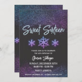 Moderne coole Winterschneeflocken süß 16 Einladung (Vorne/Hinten)