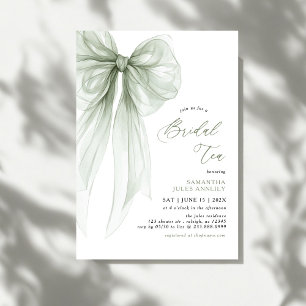 Moderne Coquette Sage Grün Schleife Braut-Tea Einladung