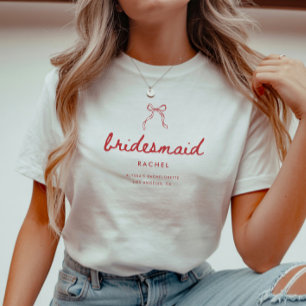 Moderne Coquette-Schleife Brautjungfer Name Jungge T-Shirt
