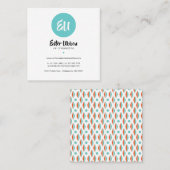 Moderne Coral & Blue Diamond Muster Business Card Quadratische Visitenkarte (Vorne/Hinten)