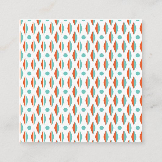 Moderne Coral & Blue Diamond Muster Business Card Quadratische Visitenkarte (Rückseite)