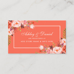 Moderne Coral Floral Wedding Card Begleitkarte