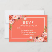 Moderne Coral Floral White UAWG Wedding RSVP Karte (Vorderseite)