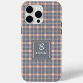 Moderne Coral Grey iPhone Hülle Chic Name Organize (Rückseite)