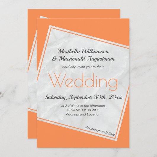 Moderne Coral Peach Hochzeit Einladung (Vorne/Hinten)