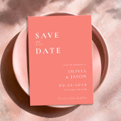 Moderne Coral Pink Minimal Hochzeit Save The Date