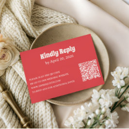 Moderne Coral RSVP-Karte mit QR-Code RSVP Karte
