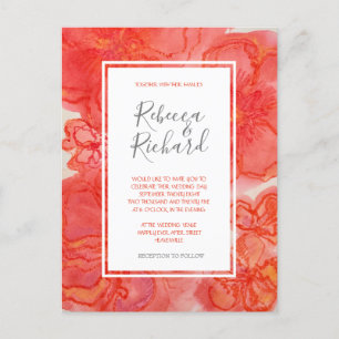 Moderne Coral Watercolor Bloral Wedding Einladung