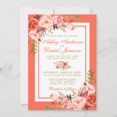 Moderne Coral Watercolor Blumenzellenhochzeit Einl Einladung (Vorderseite)