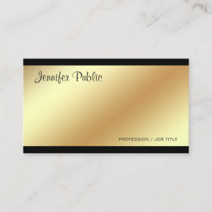 Moderne Corporate Elegant Black and Gold Schlicht Visitenkarte