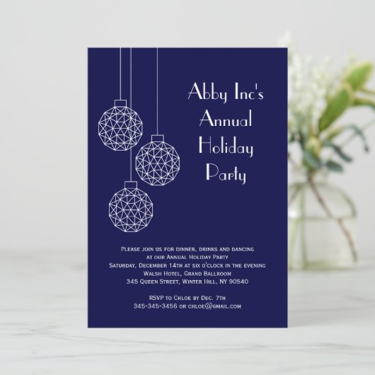 Moderne Corporate Holiday Party Blue Einladung (Stehend Vorderseite)