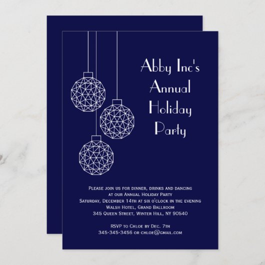 Moderne Corporate Holiday Party Blue Einladung (Vorne/Hinten)