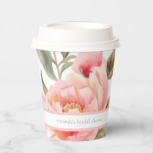 Moderne Cottagecore Rosa Pfingstrose Pappbecher