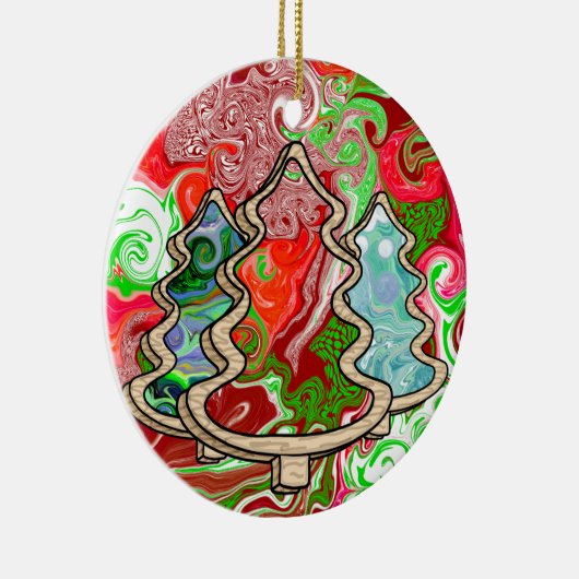 Moderne Country Fluid Art Weihnachtsbäume Keramik Ornament (Rechts)