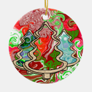 Moderne Country Fluid Art Weihnachtsbäume Keramik Ornament