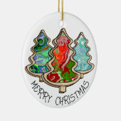 Moderne Country Fluid Art Weihnachtsbäume Keramik Ornament (Rechts)