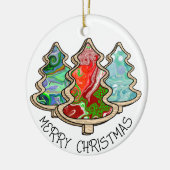 Moderne Country Fluid Art Weihnachtsbäume Keramik Ornament (Links)