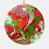 Moderne Country Fluid Art Weihnachtsbäume Keramik Ornament (Hinten)