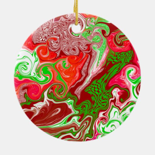 Moderne Country Fluid Art Weihnachtsbäume Keramik Ornament (Hinten)
