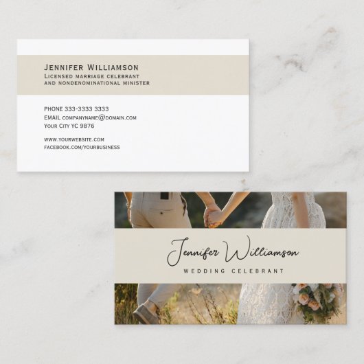 Moderne Couple Wedding Celebrant Business Card Visitenkarte (Vorne/Hinten)