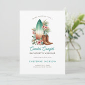 Moderne Cowgirl Cowgirl Coastal Aquamarin Bachelor Einladung (Stehend Vorderseite)