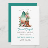 Moderne Cowgirl Cowgirl Coastal Aquamarin Bachelor Einladung (Vorne/Hinten)