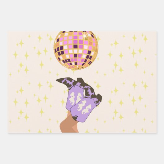 Moderne Cowgirl Disco Ball Geschenkpapier Set (Vorderseite 2)