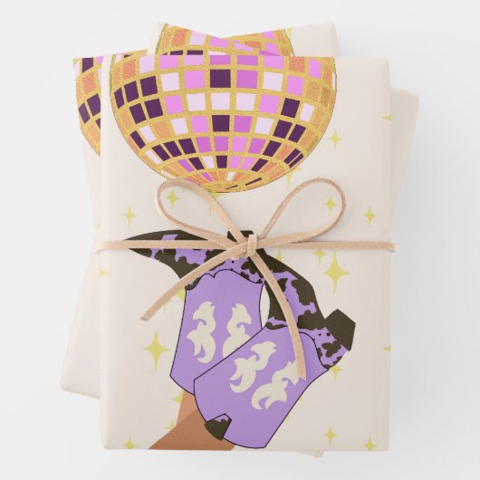 Moderne Cowgirl Disco Ball Geschenkpapier Set (Beispiel)
